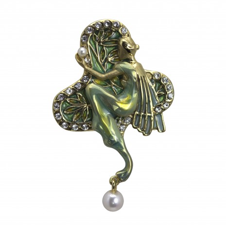 Silver Gold Plated Nouveau Leaf Fairy Brooch/Pendant